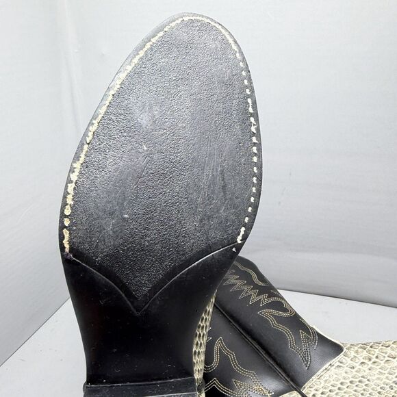 Texas USA Flag Snakeskin Print Cowboy Western Boots Men’s Size 4D Black Exotic main image 7